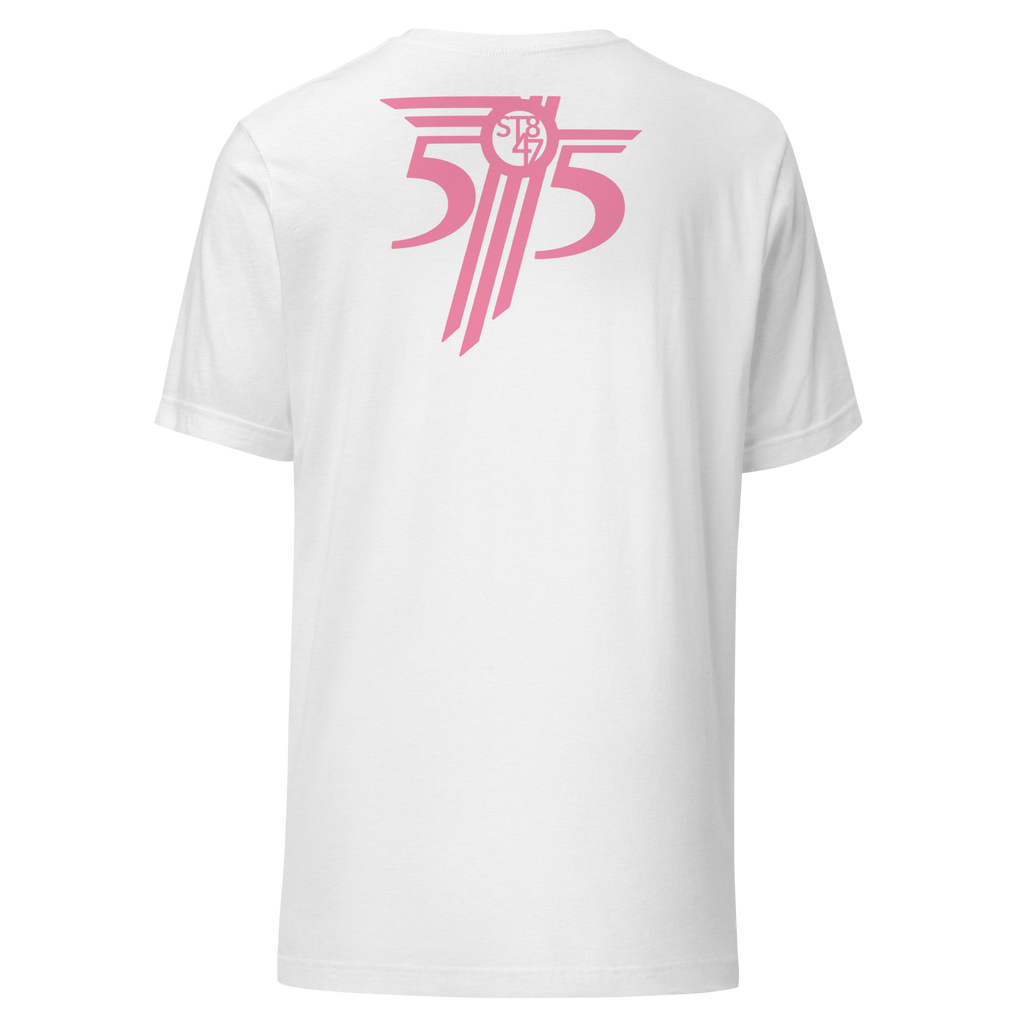 ST8 47 White Short Sleeve Tee — Pink Logo Edition