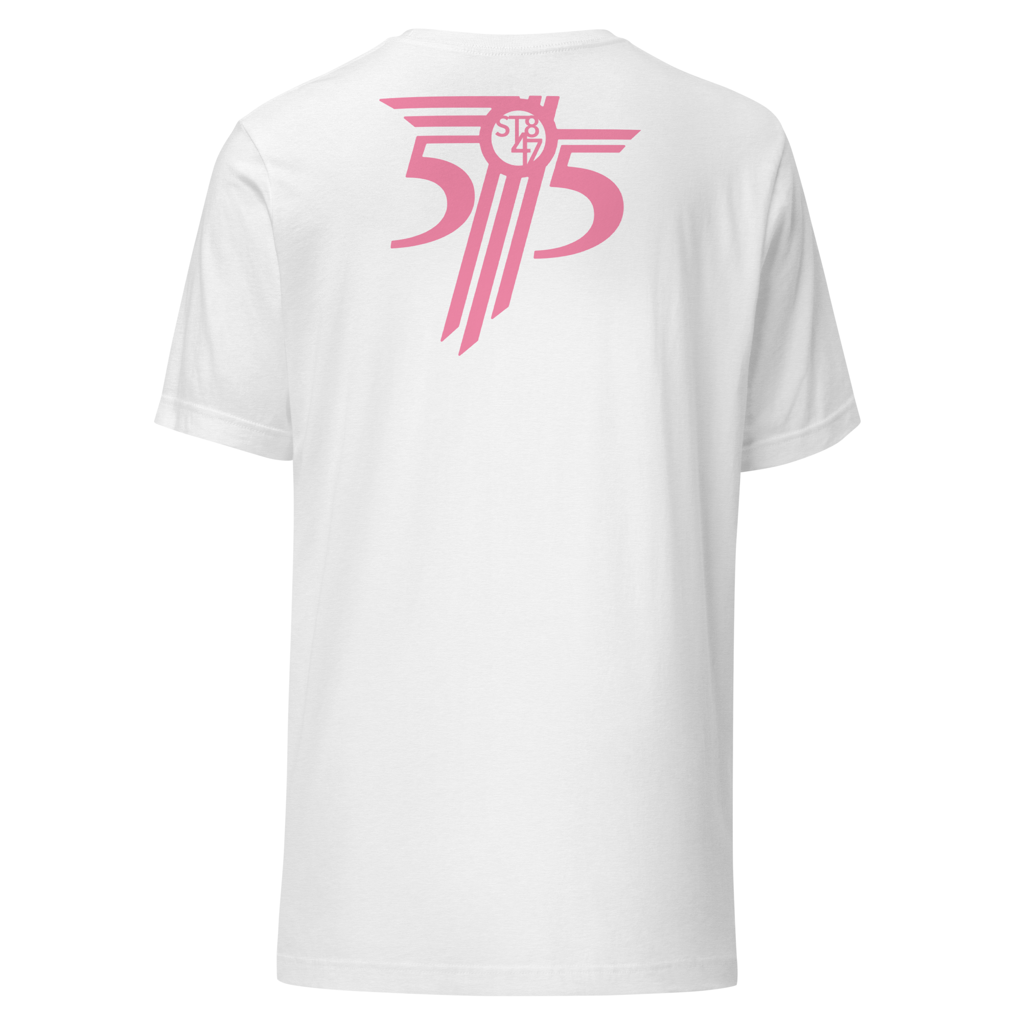 ST8 47 White Short Sleeve Tee — Pink Logo Edition